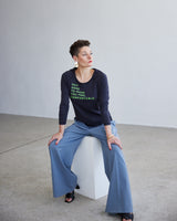 THE VINTAGE LONGSLEEVE // NHTMYFC // neon green / blue-grey