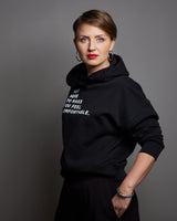 THE NHTMYFC HOODIE // black / white print