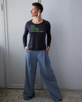 THE VINTAGE LONGSLEEVE // NHTMYFC // neon green / blue-grey