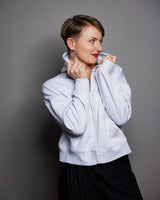 THE ZIP HOODIE // SORRY. NOT SORRY / black on light grey