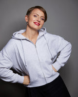 THE ZIP HOODIE // SORRY. NOT SORRY / black on light grey