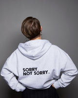 THE ZIP HOODIE // SORRY. NOT SORRY / black on light grey