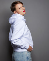 THE NHTMYFC HOODIE // white / black print