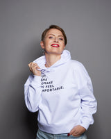 THE NHTMYFC HOODIE // white / black print