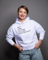 THE NHTMYFC HOODIE // white / black print