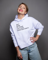 THE NHTMYFC HOODIE // white / black print