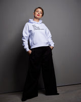 THE NHTMYFC HOODIE // white / black print