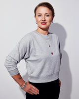 THE CROP SWEAT | grey // neon yellow | BACK PRINT