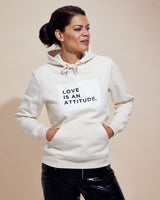 THE LOVE HOODIE // LOVE IS AN ATTITUDE / natural raw / white