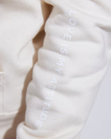 THE LOVE HOODIE // LOVE IS AN ATTITUDE / natural raw / white