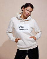 THE LOVE HOODIE // LOVE IS AN ATTITUDE / natural raw / white