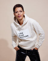 THE LOVE HOODIE // LOVE IS AN ATTITUDE / natural raw / white