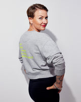 THE CROP SWEAT | grey // neon yellow | BACK PRINT