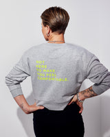 THE CROP SWEAT | grey // neon yellow | BACK PRINT
