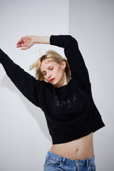 THE CROP SWEAT | black // glitter black | BADASS FEMALE