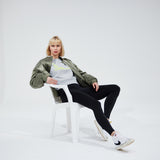 THE CROP SWEAT | grey // neon yellow | front print