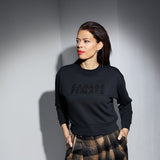 THE CROP SWEAT | black // glitter black | BADASS FEMALE