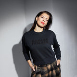 THE CROP SWEAT | black // glitter black | BADASS FEMALE