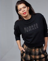 THE CROP SWEAT | black // glitter black | BADASS FEMALE
