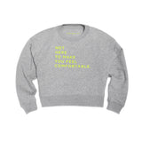THE CROP SWEAT | grey // neon yellow | front print