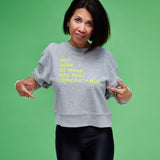 THE CROP SWEAT | grey // neon yellow | front print