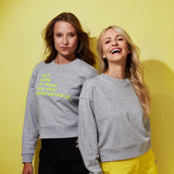 THE CROP SWEAT | grey // neon yellow | BACK PRINT