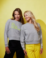 THE CROP SWEAT | grey // neon yellow | BACK PRINT
