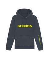 GODDESS IN THE HOODIE // vintage blue-grey / neon yellow