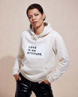 THE LOVE HOODIE // LOVE IS AN ATTITUDE / natural raw / white