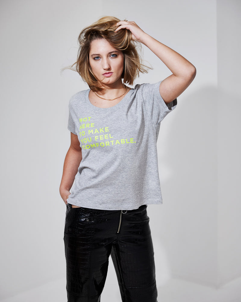 THE T  |  grey // neon yellow  |  FRONT PRINT